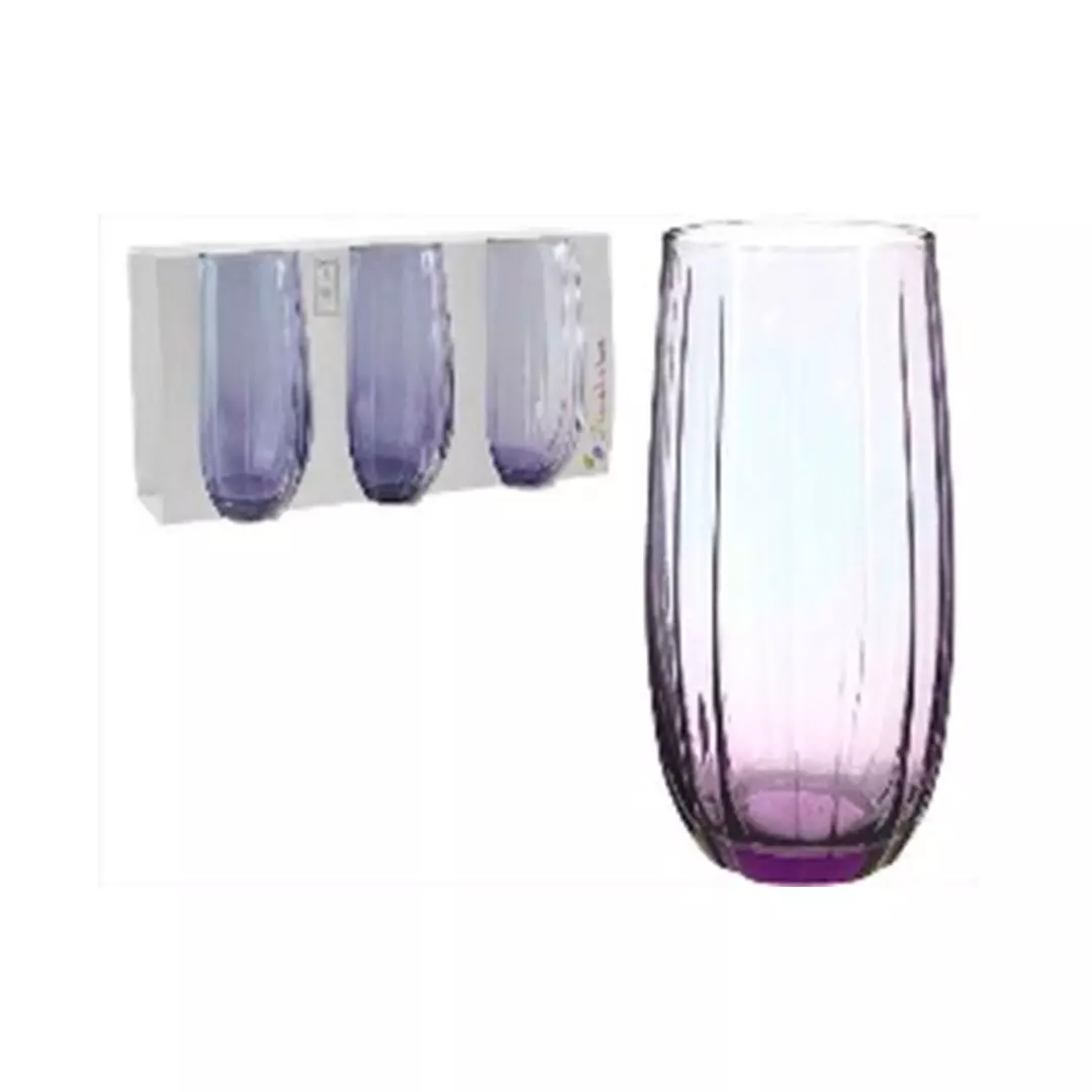 VASO (LINKA) 3PZAS 500CC 748-420415GMO TRANSPARENTE/MORADO