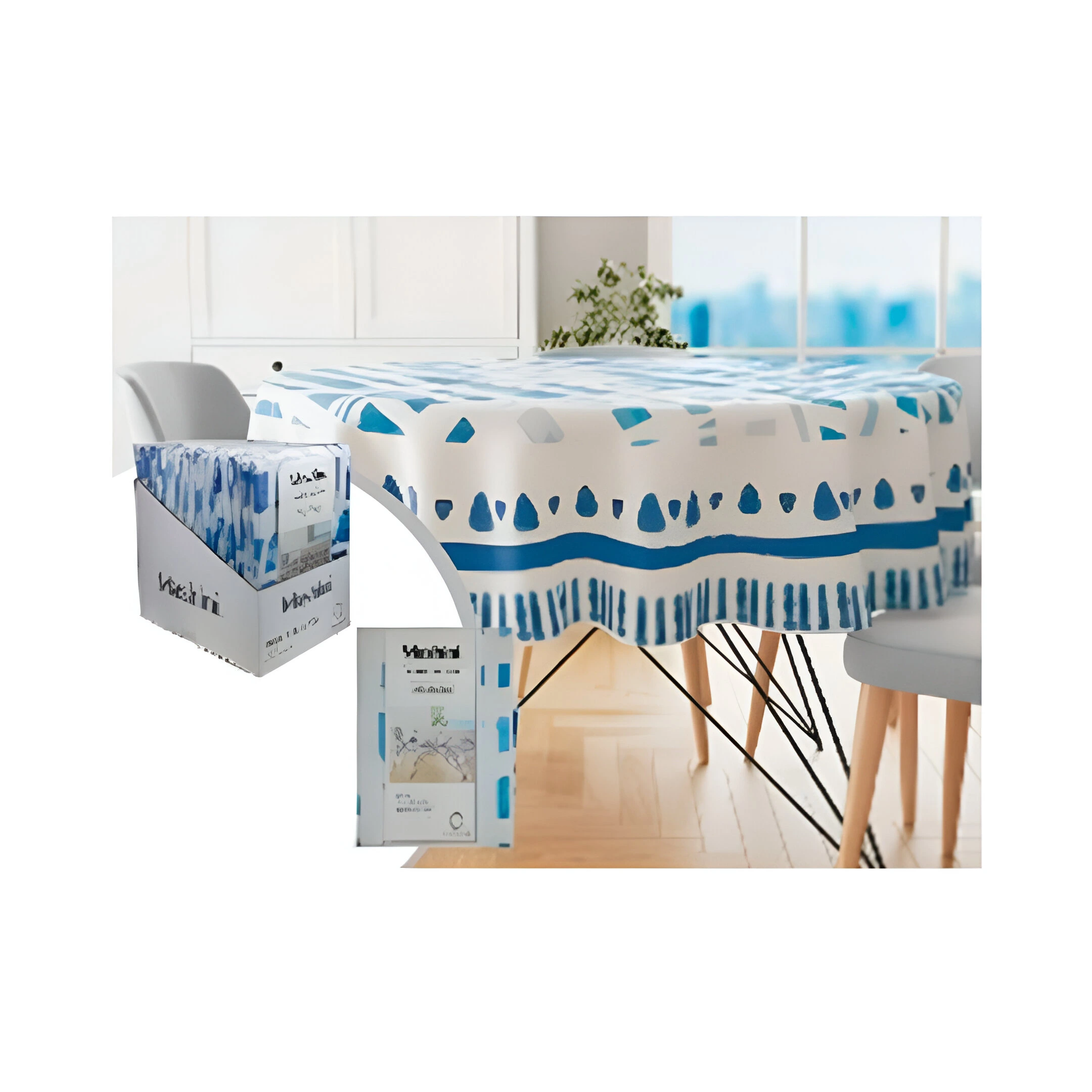 MANTEL 180CM 710-1447729 BLANCO/AZUL