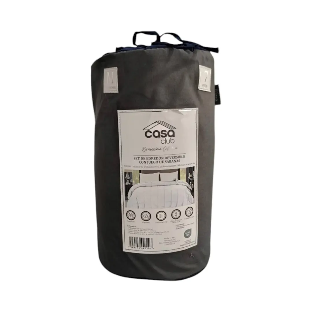 EDREDON REVERSIBLE UNICOLOR MATRIMONIAL CON JUEGO DE SABANA 7 PCS BONISSIMA ECSLM-702