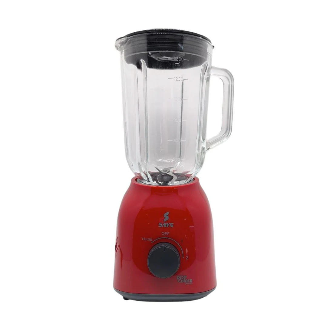 LICUADORA SAYS LIC-5503WGR 2VEL JARRA VIDRIO 1.5L 550W ROJO