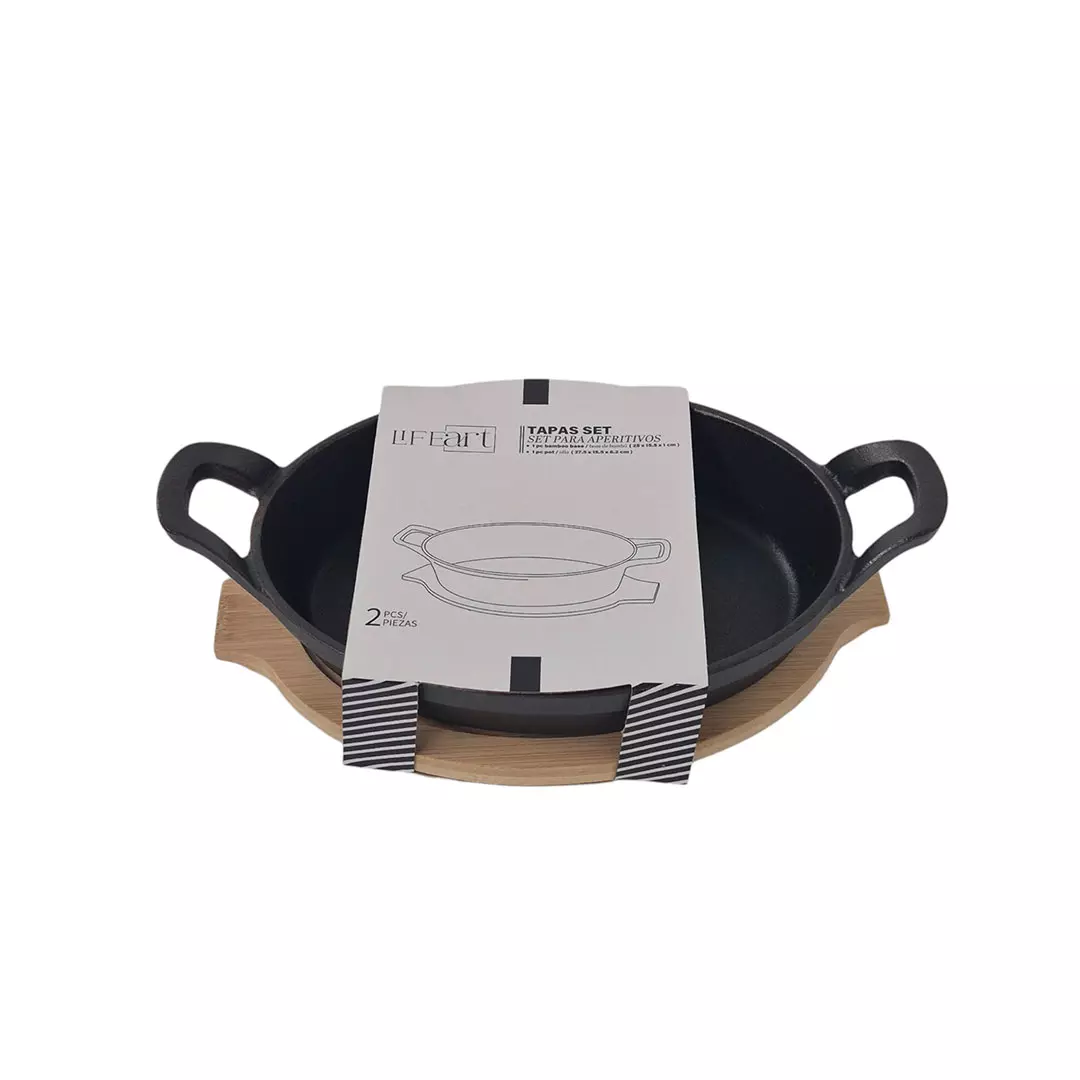 SET PARA APERITIVOS 2PZAS N23-02507 NEGRO/CREMA